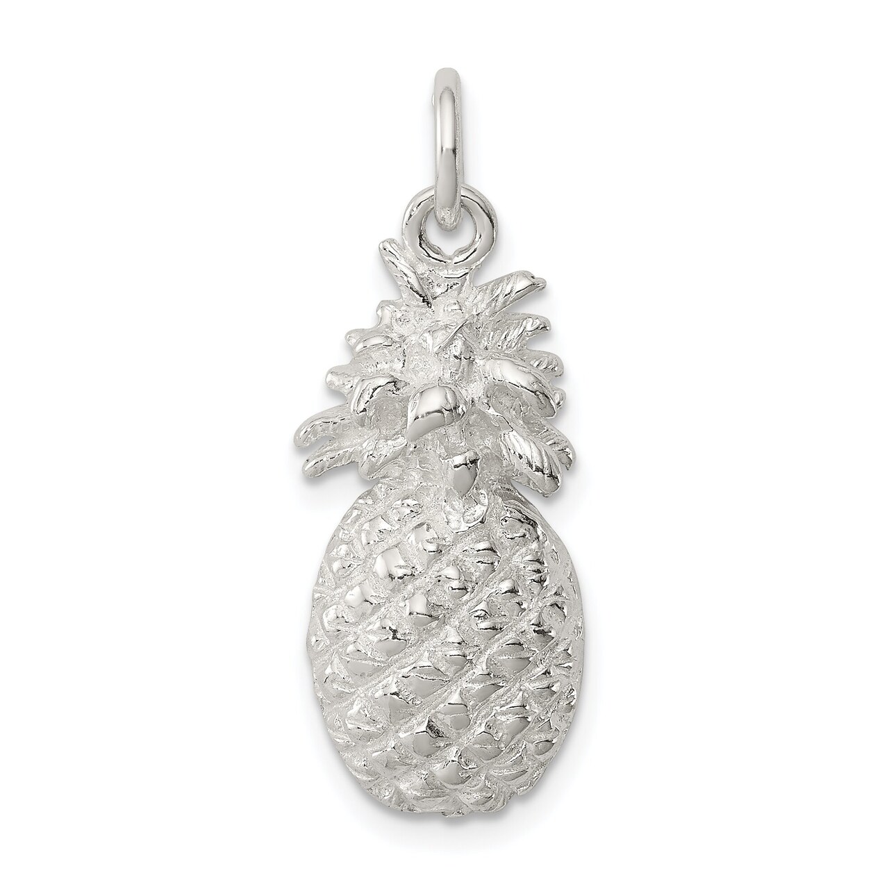 Sterling Silver Pineapple Charm Pendant Fruit Jewelry 25mm x 12mm